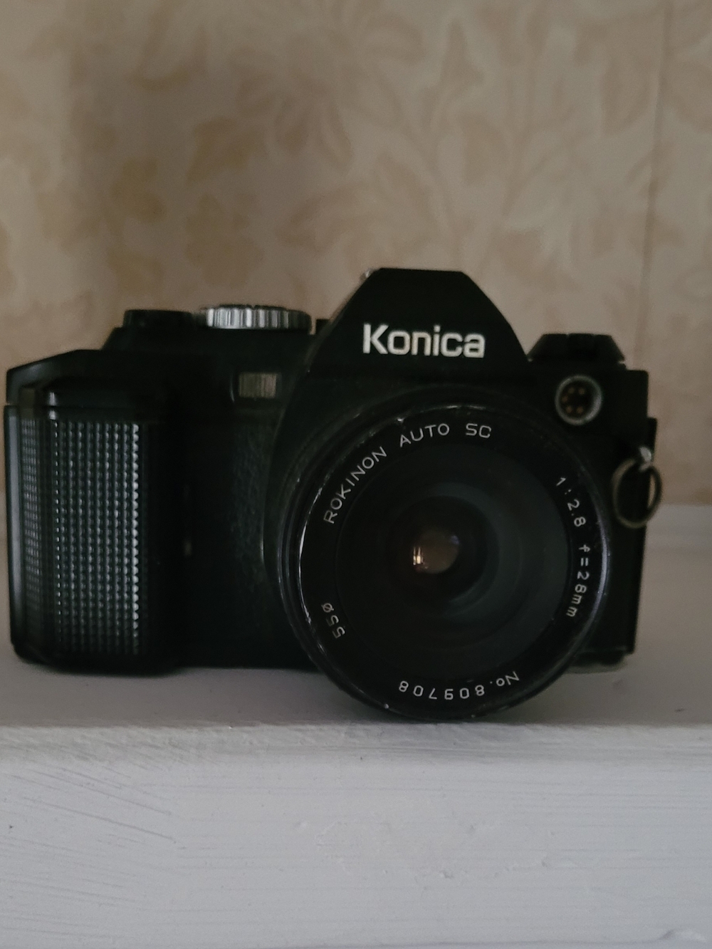 Konica FS-1 35mm SLR Camera w/ROKINON Auto SC 28mm Lens & Underground 600 Flash